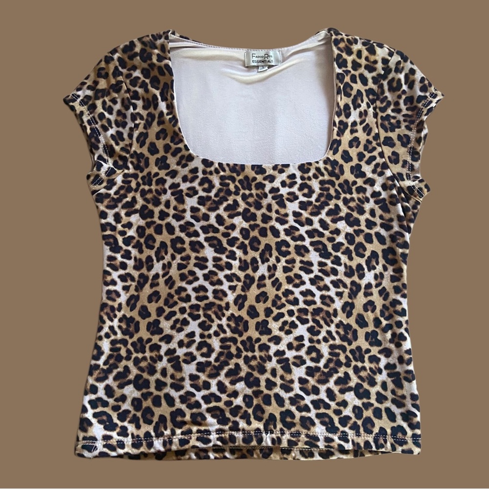 leopard square neck top